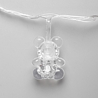 Гирлянда "Нить" 5 м с насадками "Мишки", IP20, прозрачная нить, 20 LED, свечение мульти, мигание, 220 В
