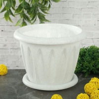 Горшок для растений "Фелиция" 1,8 л d=18 см с поддоном, цвет мрамор