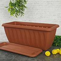 Ящик для растений "Фелиция" 40 см с поддоном, цвет терракотовый
