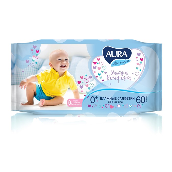 Влажные салфетки Aura Ultra Comfort, детские, 60 шт.