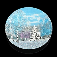 Тарелка фарфоровая "Зима", каменная крошка