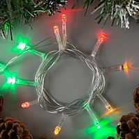 Гирлянда "Нить" 1.2 м , IP20, прозрачная нить, 12 LED, свечение мульти, фиксинг, 220 В