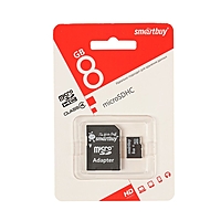Флеш карта microSDHC Smartbuy 8GB, class 4 + адаптер SD