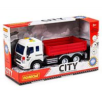 Автомобиль бортовой инерционный «Сити», цвет красный, со светом и звуком