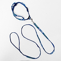 Комплект прошитый "Цветные лапки", ширина 1 см, поводок 120 см, шлейка 20-30 см, синий