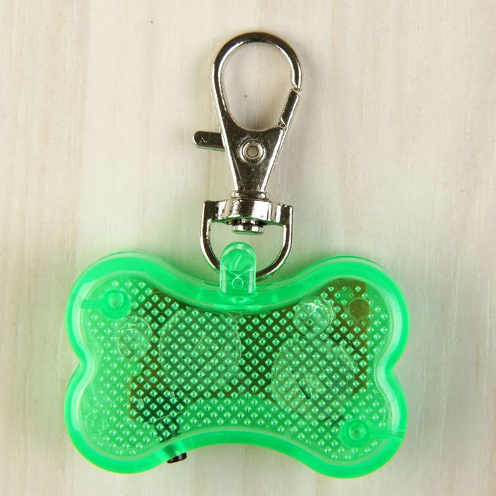 Маячок "Косточка" с наклейкой для записи телефона, 3 режима свечения, зеленый