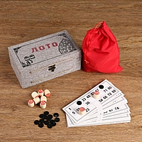 Игра "Лото", деревянная шкатулка с ручками, обтянута тканью