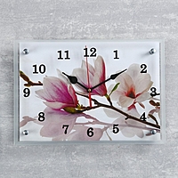 Часы настенные прямоугольные "Бело-сиреневые цветы", 25х35 см микс