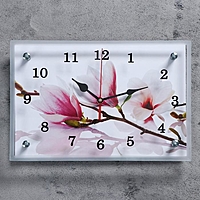 Часы настенные прямоугольные "Бело-сиреневые цветы", 20х30 см микс