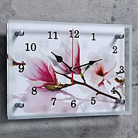 Часы настенные прямоугольные "Бело-сиреневые цветы", 20х30 см микс