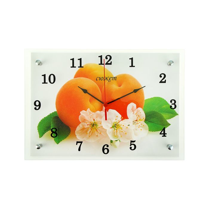 Часы настенные прямоугольные "Абрикосы с цветами", 25х35 см микс