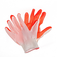 Перчатки нейлоновые, с нитриловым обливом, размер 8, оранжевые