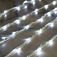 Гирлянда "Водопад" 2 х 6 м , IP44, УМС, прозрачная нить, 1500 LED, свечение белое, 8 режимов, 220 В