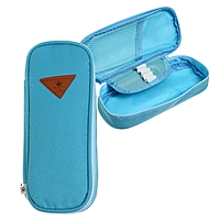 Пенал школьный на молнии цвет голубой