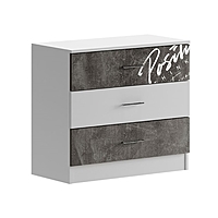 Комод 3 ящика Вега Позитив, 800х400х726, Белый/Бетон темный