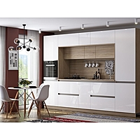 Кухонный гарнитур Карина 3250  3х ур, под дух-ой шкаф и посудомо-ю машину, Белый глянец/Соно