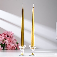 Набор свечей античных 2 штуки ручной работы 30 см (золотая)