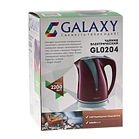 Чайник электрический Galaxy GL 0204, 2200 Вт, 2 л, пластик, подсветка, красный