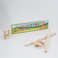 Игра городки  "Время Игры. Динозавры", биты 2 шт 49х2.5 см, городки 10 шт 9х2.5 см