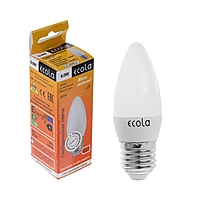 Лампа светодиодная Ecola, C37, E27, 6 Вт, 4000 K, 101x37 мм, свеча, дневной белый