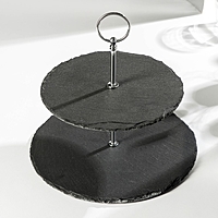 Блюдо 2-ярусное "Valley" из сланца 25/20х28 см