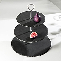 Блюдо 3-ярусное "Valley" из сланца 30/25/20х36 см