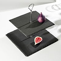 Блюдо 2-ярусное "Valley" из сланца 25/20х28 см