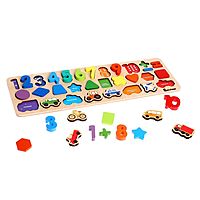 Пазл Цифры и фигуры деревянный