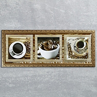 Часы-картина настенные "Кофейные зерна", 35х100 см микс