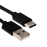 Кабель Windigo, Type-C - USB, 3 А, зарядка + передача данных, TPE оплетка, 1 м, черный