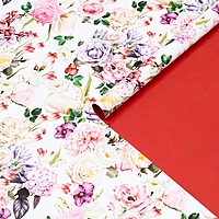 Бумага упаковочная  глянцевая двусторонняя "Букет", 100 х 70 см