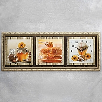 Часы-картина настенные "Мед и кофе", микс 35х100 см