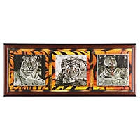 Часы-картина настенные "Тигры", 35х100 см микс