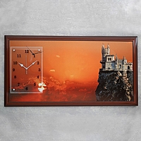 Часы-картина настенные "Ласточкино гнездо, закат", 50х100 см микс