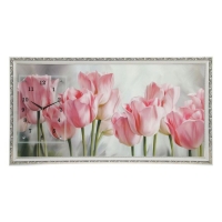 Часы-картина настенные "Розовые тюльпаны", 50х100 см  микс