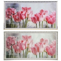 Часы-картина настенные "Розовые тюльпаны", 50х100 см  микс