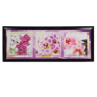 Часы-картина настенные "Фиолетовые орхидеи", 35х100 см микс