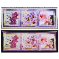 Часы-картина настенные "Фиолетовые орхидеи", 35х100 см микс
