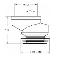 Патрубок для унитаза "САНАКС" 2353, эксцентрический, косой, d=110 мм, L=110-500 мм