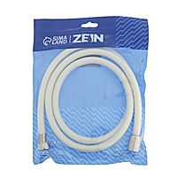 Душевой шланг ZEIN Z49PSW, 150 см, усиленный в оплетке, гайки цинк, втулка латунь, белый, Имп/Имп