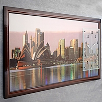 Часы-картина настенные "Сиднейский театр", 50х100 см  микс