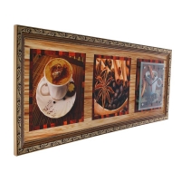 Часы-картина настенные "Кофе с корицей", 35х100 см  микс