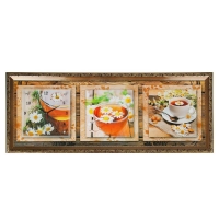 Часы-картина настенные "Ромашковый чай", 35х100 см  микс