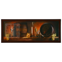Часы-картина настенные "Винные бочки", 35х100 см микс