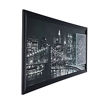 Часы-картина настенные "Ночной Нью-Йорк", черно-белый 50х100 см  микс