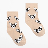 Носки детские, цвет бежевый/принт собачки, р-р 20