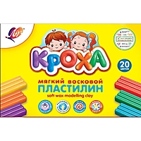 Пластилин мягкий (восковой) 20 цветов "Кроха", 300 г