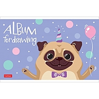 Альбом для рисования А5, 12 листов на скрепке Happy Company, обложка мелованный картон, блок 100 г/м2, МИКС