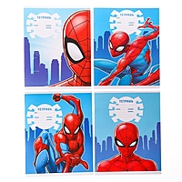 Тетрадь 12 листов, линейка, 4 вида МИКС, Человек-паук