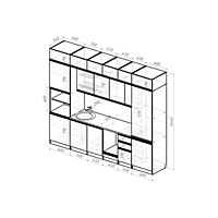 Кухня трёхуровневая под потолок «Сиена люкс», со столешницей, 3000×600 мм, цвет белый/сосна/дуб грей/бетон тёмный
